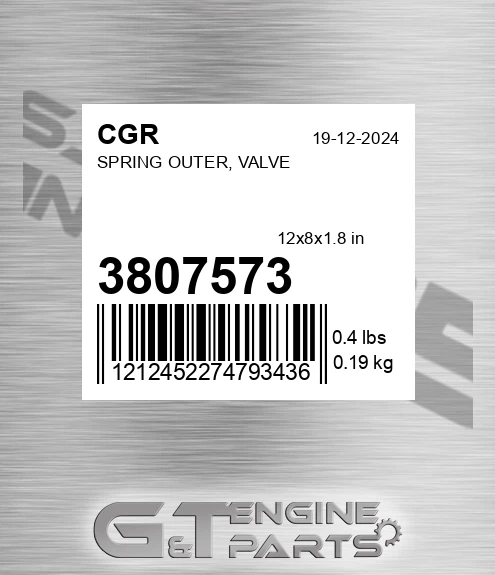 3807573 Spring Outer, Valve for CGR