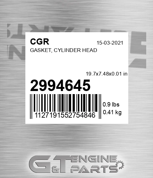 2994645 CGR Gasket, Cylinder Head