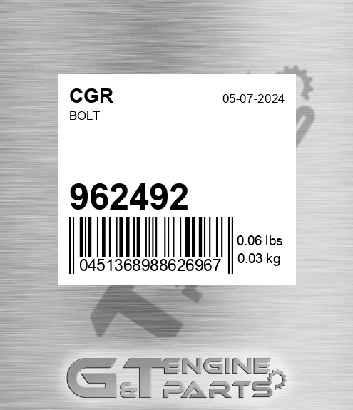 962492 CGR Bolt