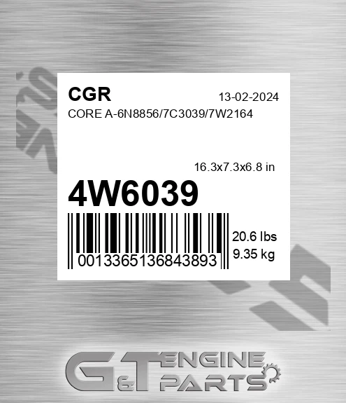 4W6039 Core A-6n8856/7c3039/7w2164 for CGR