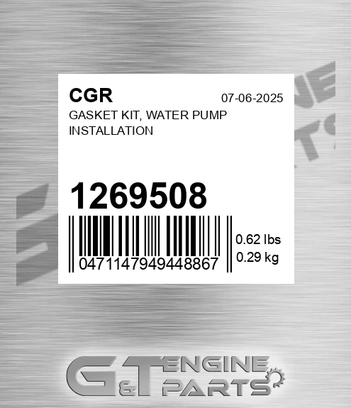 1269508 Gasket Kit, Water Pump Installation