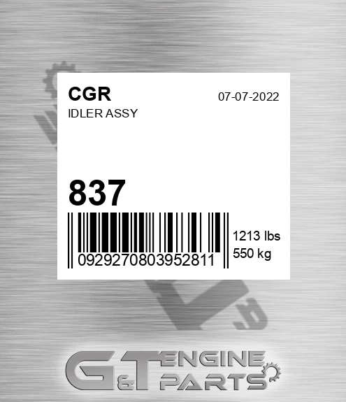 837 CGR Idler Assy