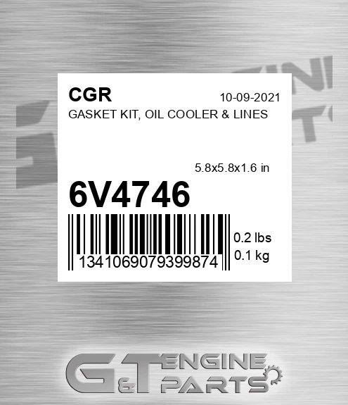 6V4746 CGR Gasket Kit, Oil Cooler & Lines