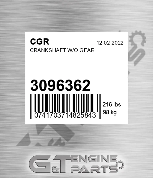 3096362 Crankshaft W/o Gear