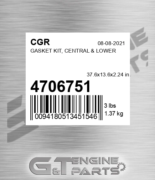 4706751 CGR Gasket Kit, Central & Lower