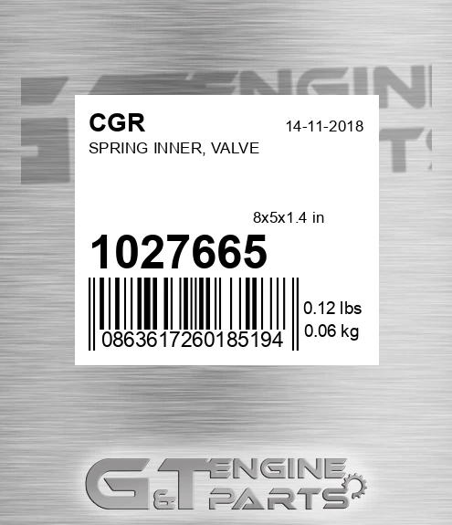 1027665 CGR Spring Inner, Valve