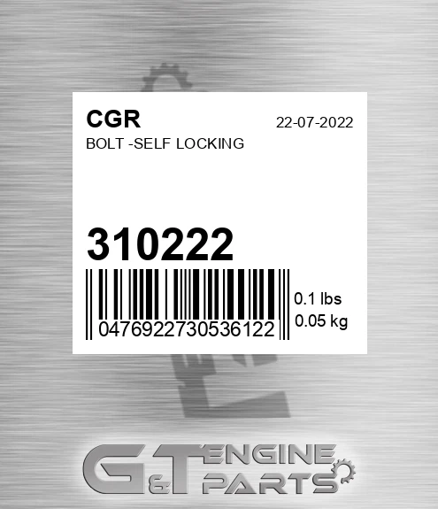 310222 CGR Bolt -self Locking