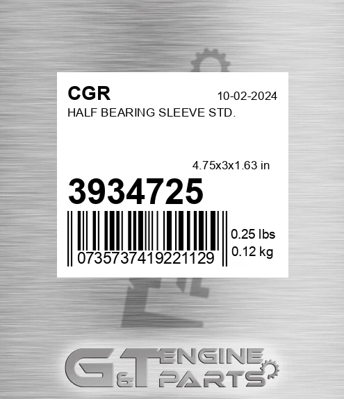 3934725 Half Bearing Sleeve Std.