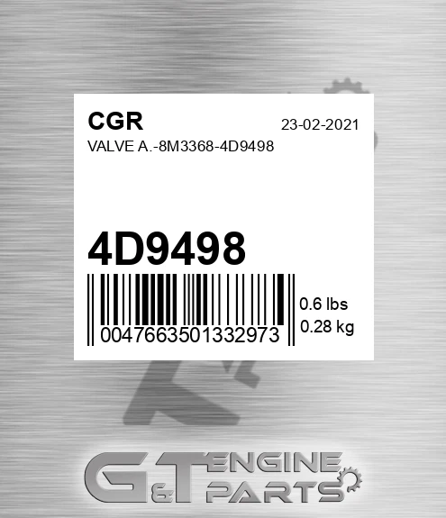 4D9498 CGR Valve A.-8m3368-