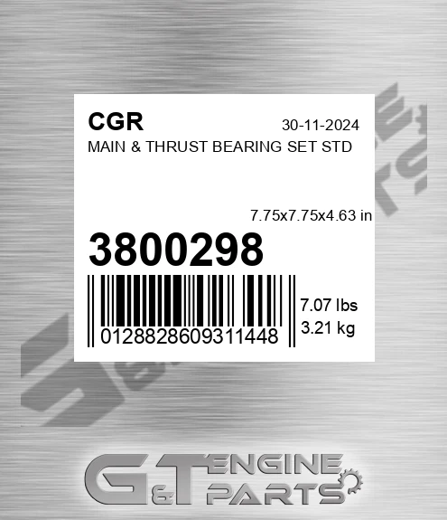 3800298 CGR Main & Thrust Bearing Set Std