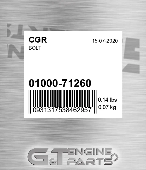 01000-71260 Bolt for CGR