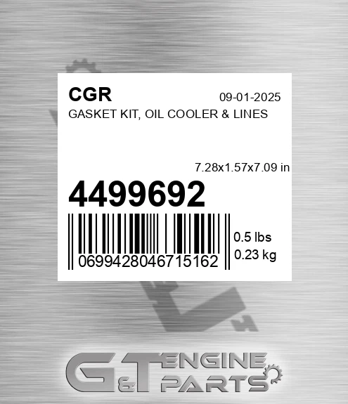 4499692 Gasket Kit, Oil Cooler & Lines