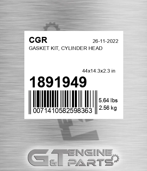 1891949 Gasket Kit, Cylinder Head for CGR
