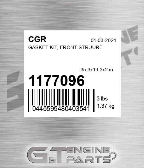 1177096 Gasket Kit, Front Struure for CGR