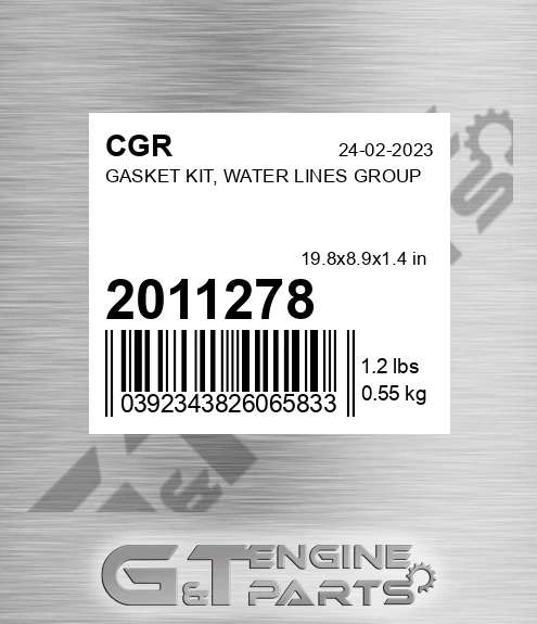 2011278 CGR Gasket Kit, Water Lines Group