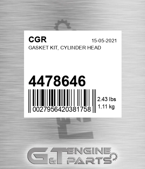 4478646 Gasket Kit, Cylinder Head