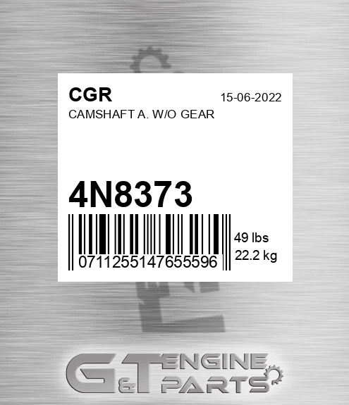 4N8373 Camshaft A. W/o Gear