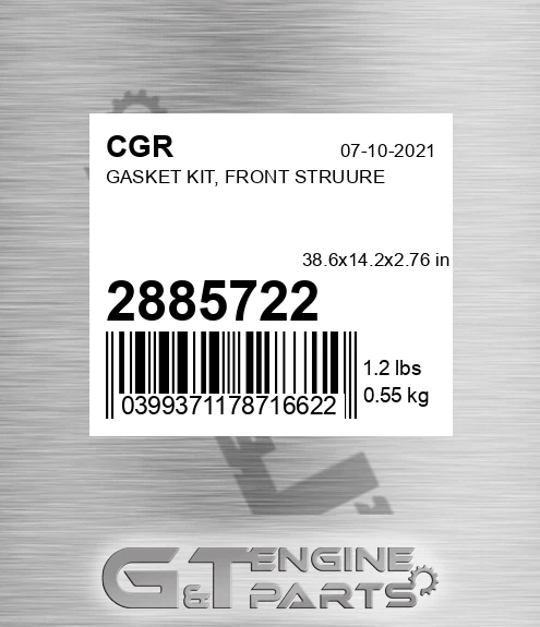 2885722 Gasket Kit, Front Struure