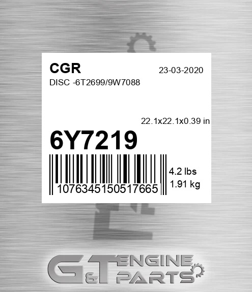 6Y7219 CGR Disc -6t2699/9w7088