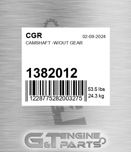 1382012 Camshaft -w/out Gear