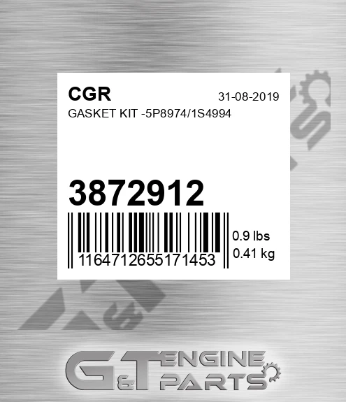 3872912 Gasket Kit -5p8974/1s4994