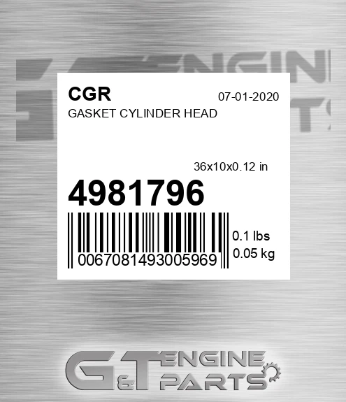 4981796 CGR Gasket Cylinder Head
