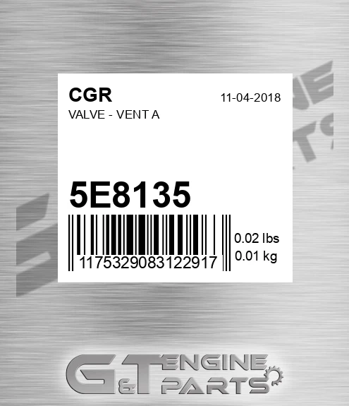 5E8135 CGR Valve - Vent A
