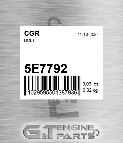 5E7792 Bolt