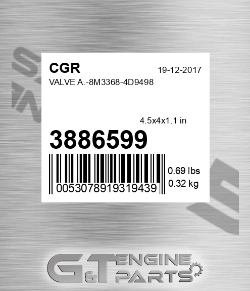 3886599 Valve A.-8m3368-4d9498