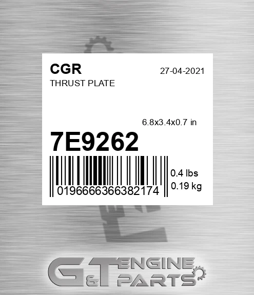 7E9262 CGR Thrust Plate