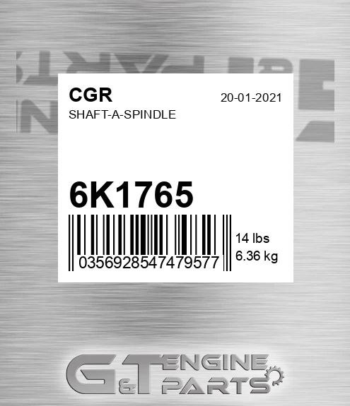 6K1765 CGR Shaft-a-spindle