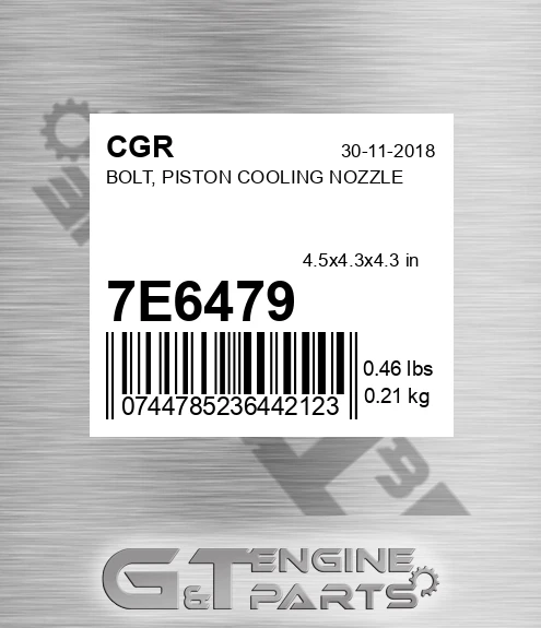 7E6479 CGR Bolt, Piston Cooling Nozzle