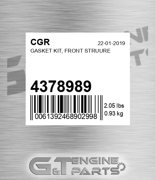 4378989 Gasket Kit, Front Struure