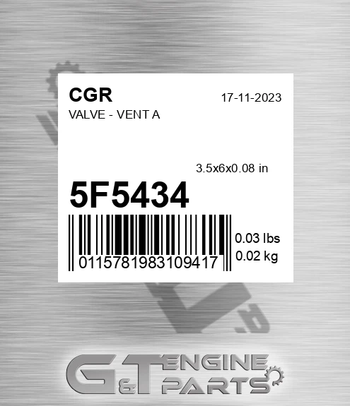 5F5434 Valve - Vent A