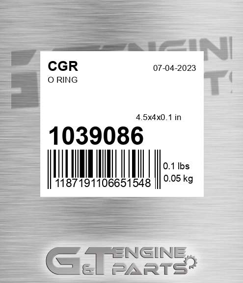 1039086 O Ring for CGR