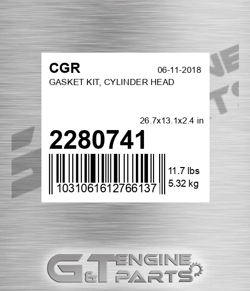 2280741 CGR Gasket Kit, Cylinder Head
