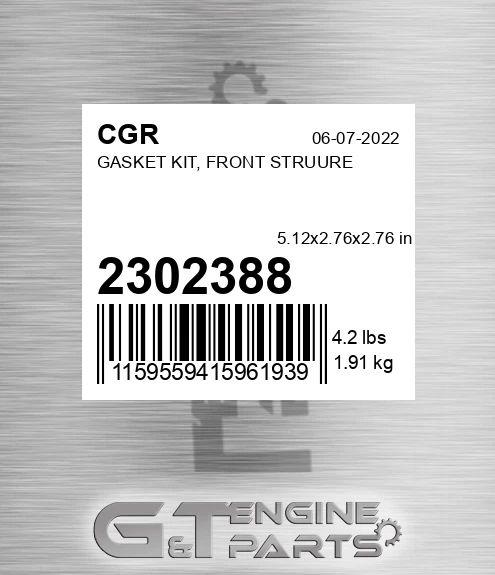 2302388 CGR Gasket Kit, Front Struure