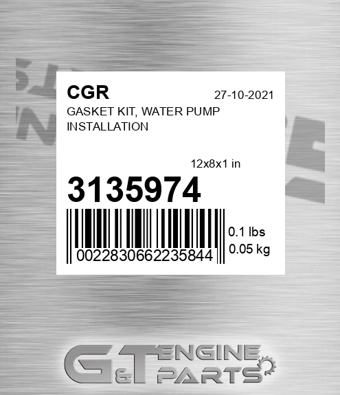 3135974 CGR Gasket Kit, Water Pump Installation