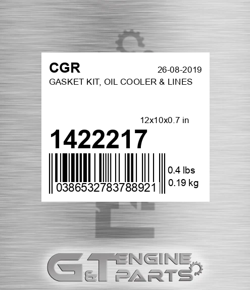 1422217 CGR Gasket Kit, Oil Cooler & Lines