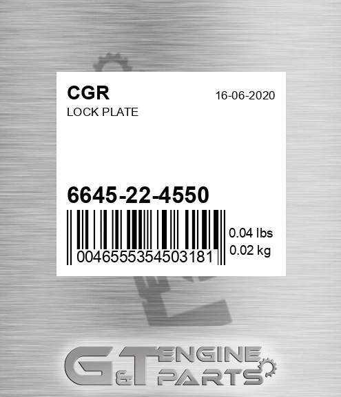 6645-22-4550 CGR Lock Plate