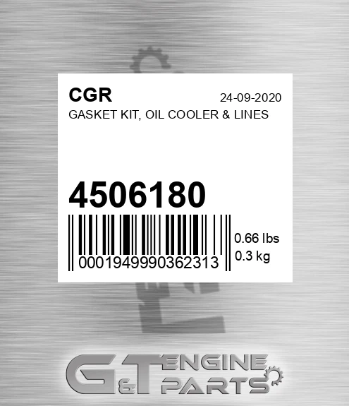 4506180 CGR Gasket Kit, Oil Cooler & Lines