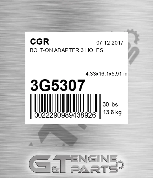 3G5307 CGR Bolt-on Adapter 3 Holes