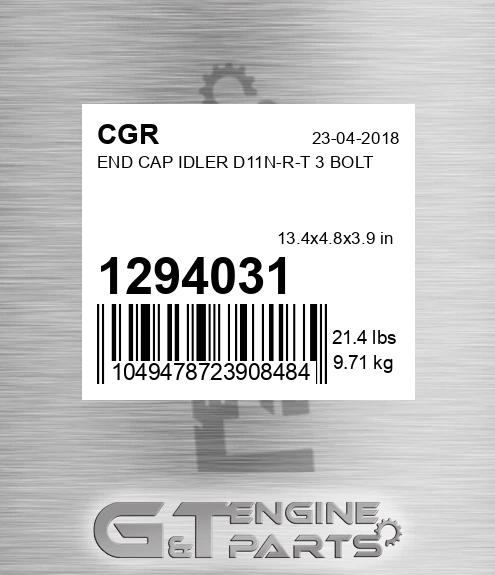 1294031 End Cap Idler D11n-r-t 3 Bolt