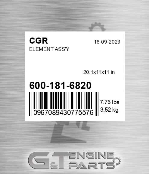 600-181-6820 CGR Element Ass'y