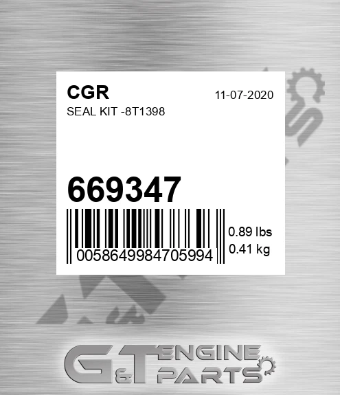 669347 Seal Kit -8t1398