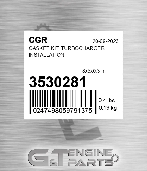 3530281 Gasket Kit, Turbocharger Installation