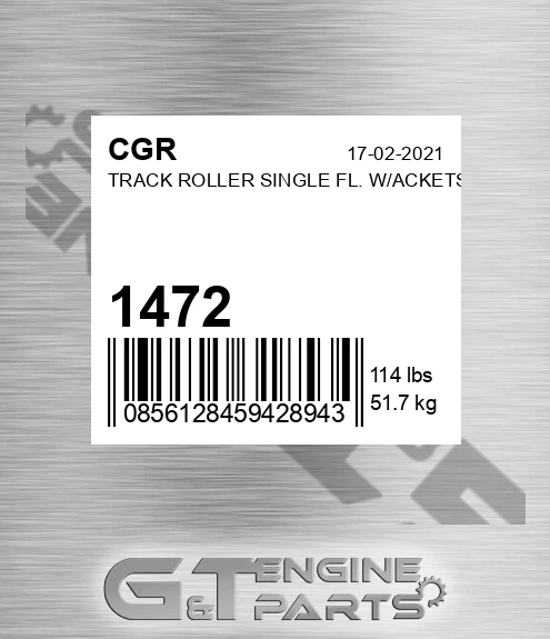 1472 CGR Track Roller Single Fl. W/ackets