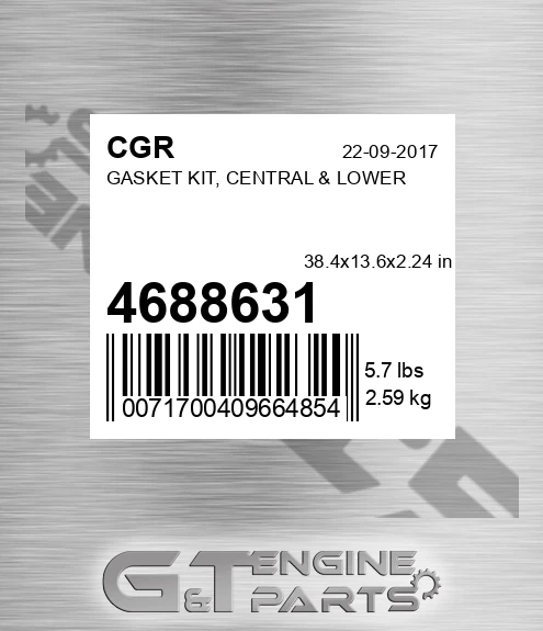 4688631 CGR Gasket Kit, Central & Lower