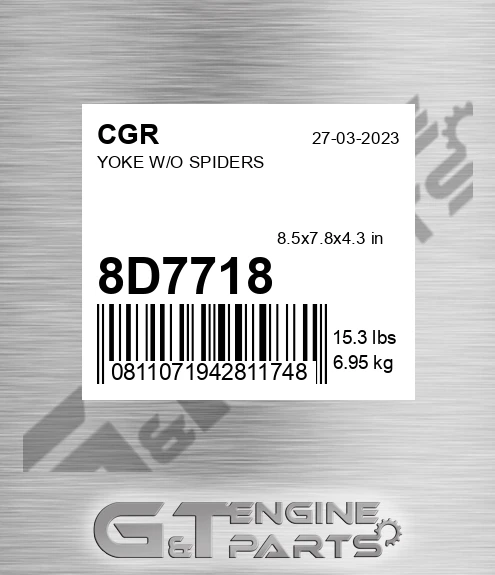 8D7718 CGR Yoke W/o Spiders