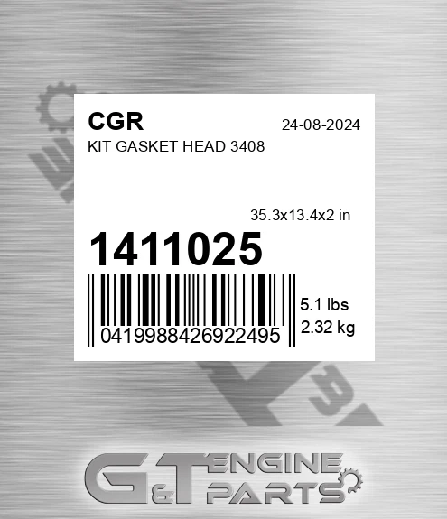 1411025 CGR Kit Gasket Head 3408